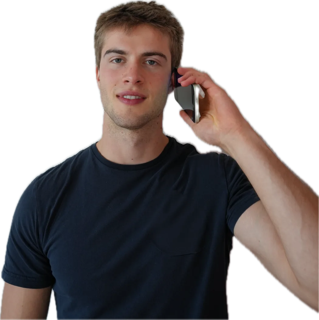 Floris de Zoete aan de telefoon